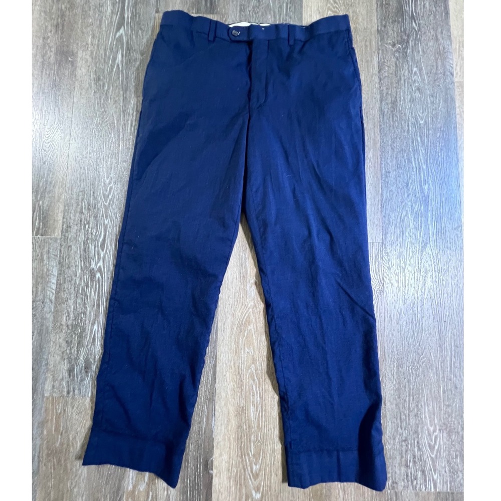 Unbranded Wool Silk Blend Dress Pants Mens 35 Navy Blue Made in Canada 41R 35